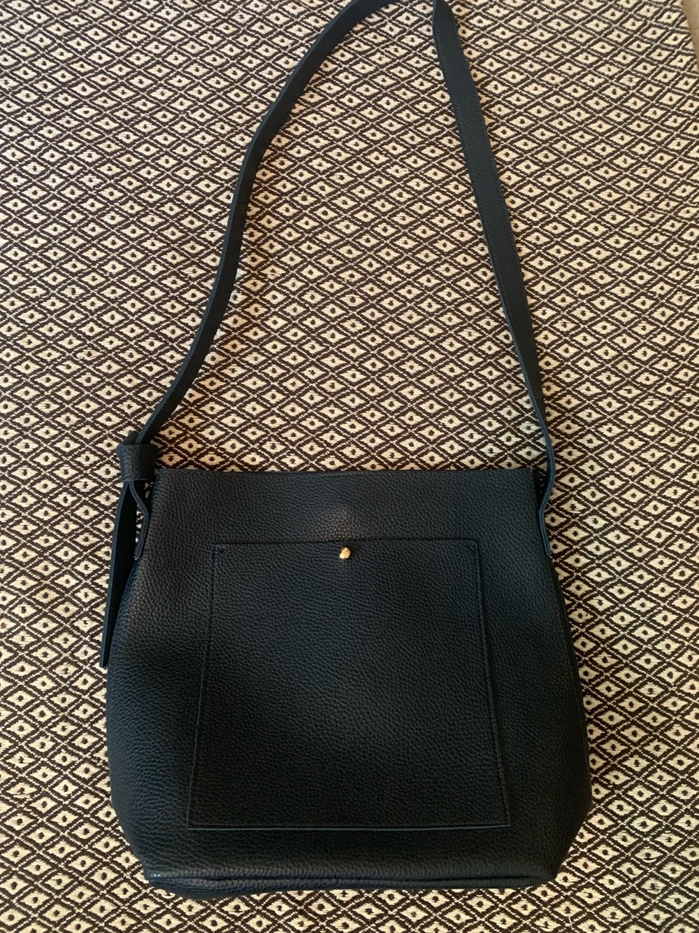 Dark blue Pebbled faux Leather Crossbody Shoulder Bag